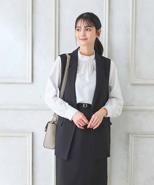 Honeys（ハニーズ）の「【ストレッチ・ウォッシャブル・イージーケア・接触冷感】テーラードジレ（ベスト・レディース・グレー/グレイッシュベージュ/ブラック/ネイビー・L/LL/M/S）」の12枚目の写真