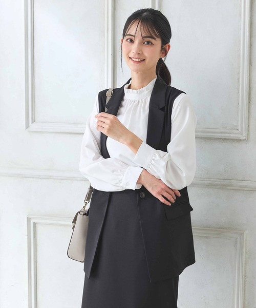 Honeys（ハニーズ）の「【ストレッチ・ウォッシャブル・イージーケア・接触冷感】テーラードジレ（ベスト・レディース・グレー/グレイッシュベージュ/ブラック/ネイビー・L/LL/M/S）」の13枚目の写真