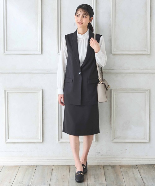 Honeys（ハニーズ）の「【ストレッチ・ウォッシャブル・イージーケア・接触冷感】テーラードジレ（ベスト・レディース・グレー/グレイッシュベージュ/ブラック/ネイビー・L/LL/M/S）」の14枚目の写真