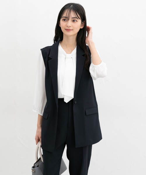 Honeys（ハニーズ）の「【ストレッチ・ウォッシャブル・イージーケア・接触冷感】テーラードジレ（ベスト・レディース・グレー/グレイッシュベージュ/ブラック/ネイビー・L/LL/M/S）」の18枚目の写真