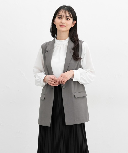 Honeys（ハニーズ）の「【ストレッチ・ウォッシャブル・イージーケア・接触冷感】テーラードジレ（ベスト・レディース・グレー/グレイッシュベージュ/ブラック/ネイビー・L/LL/M/S）」の21枚目の写真