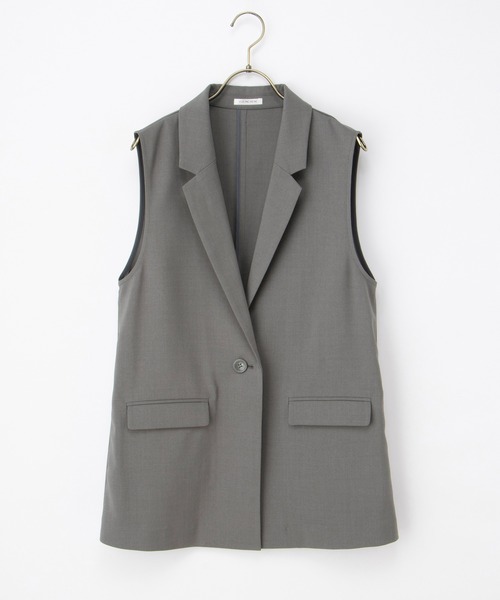 ★試着のみ★IENA ベルテッドジレ ベスト テーラード ストライプ　グレー ☆試着のみ☆IENA ベルテッドジレ ベスト テーラード ストライプ