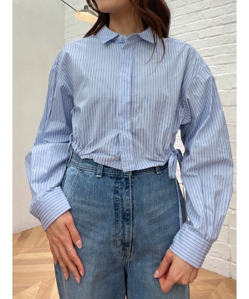 STYLEMIXER ギャザーショートブラウス　ブルー STYLEMIXER | ギャザーショートブラウス (シャツ・ブラウス
