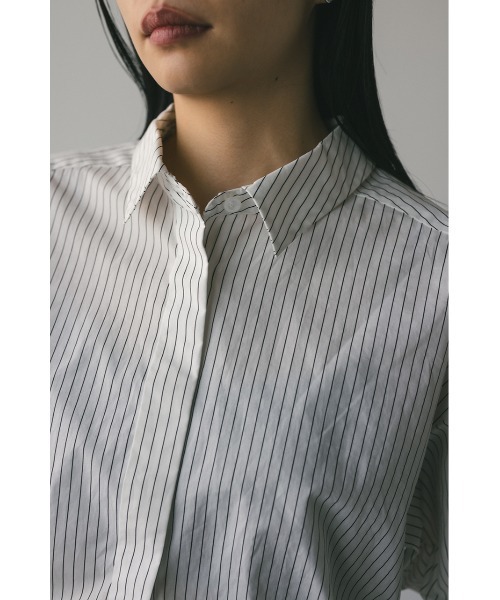 STYLEMIXER（スタイルミキサー）の「ヘムギャザーショートシャツ 春服（シャツ/ブラウス・レディース・ホワイト/ホワイト系その他/ブルー系その他・FREE）」の18枚目の写真