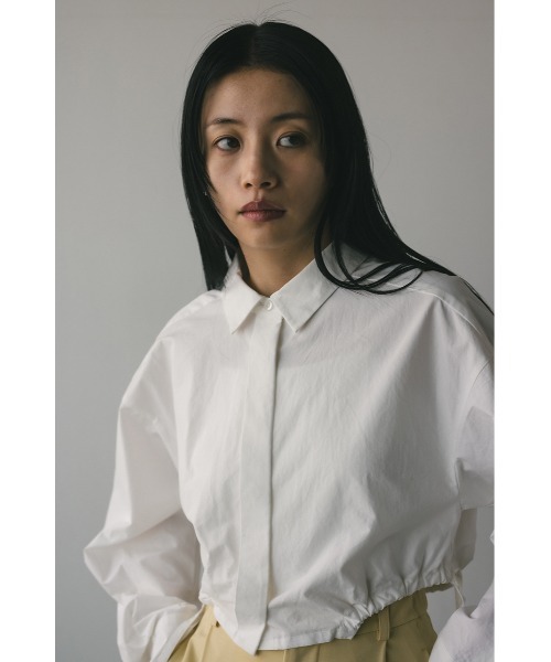 STYLEMIXER（スタイルミキサー）の「ヘムギャザーショートシャツ 春服（シャツ/ブラウス・レディース・ホワイト/ホワイト系その他/ブルー系その他・FREE）」の7枚目の写真