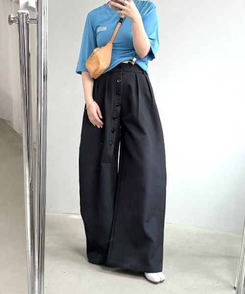 ボタンディテール ワイドスラックス chw25s045-ファッション通販