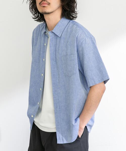 URBAN RESEARCH Sonny Label（アーバンリサーチサニーレーベル）の「『吸水速乾/接触冷感』リネン混ハーフスリーブシャツ（シャツ/ブラウス・メンズ・ブラック系その他/ブルー/ネイビー/ブルー系その他/グリーン・MEDIUM/LARGE/X-LARGE）」の7枚目の写真