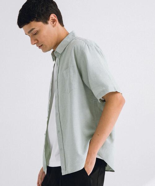 URBAN RESEARCH Sonny Label（アーバンリサーチサニーレーベル）の「『吸水速乾/接触冷感』リネン混ハーフスリーブシャツ（シャツ/ブラウス・メンズ・ブラック系その他/ブルー/ネイビー/ブルー系その他/グリーン・MEDIUM/LARGE/X-LARGE）」の14枚目の写真