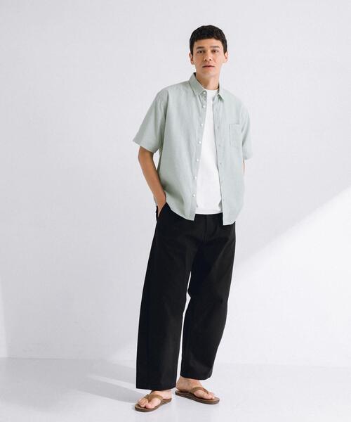 URBAN RESEARCH Sonny Label（アーバンリサーチサニーレーベル）の「『吸水速乾/接触冷感』リネン混ハーフスリーブシャツ（シャツ/ブラウス・メンズ・ブラック系その他/ブルー/ネイビー/ブルー系その他/グリーン・MEDIUM/LARGE/X-LARGE）」の16枚目の写真
