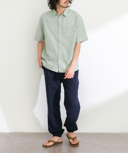URBAN RESEARCH Sonny Label（アーバンリサーチサニーレーベル）の「『吸水速乾/接触冷感』リネン混ハーフスリーブシャツ（シャツ/ブラウス・メンズ・ブラック系その他/ブルー/ネイビー/ブルー系その他/グリーン・MEDIUM/LARGE/X-LARGE）」の18枚目の写真
