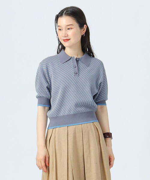 ニットポロシャツ 長袖 秋冬 トレンド お洒落 ジャカード ジャカード ニット ポロシャツ（ニット/セーター）｜BEAMS HEART