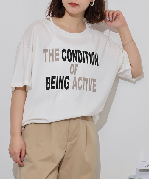 atONE（アットワン）の「オーバーサイズシルエットロゴプリントTシャツ（Tシャツ/カットソー・レディース・グリーン系その他5/ネイビー系4/グレー系5/ブラック系6/ホワイト系1/ブルー系その他4/ブラック系その他2/ベージュ系2/ブラック系3/ホワイト系6/ホワイト系4/イエロー系6/パープル系3/カーキ系2/ホワイト系3/ベージュ系その他5/ブラック系その他/ブルー系1・M/L）」の4枚目の写真