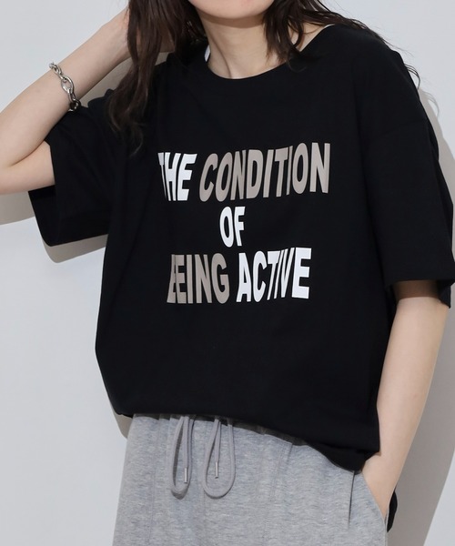 atONE（アットワン）の「オーバーサイズシルエットロゴプリントTシャツ（Tシャツ/カットソー・レディース・グリーン系その他5/ネイビー系4/グレー系5/ブラック系6/ホワイト系1/ブルー系その他4/ブラック系その他2/ベージュ系2/ブラック系3/ホワイト系6/ホワイト系4/イエロー系6/パープル系3/カーキ系2/ホワイト系3/ベージュ系その他5/ブラック系その他/ブルー系1・M/L）」の8枚目の写真