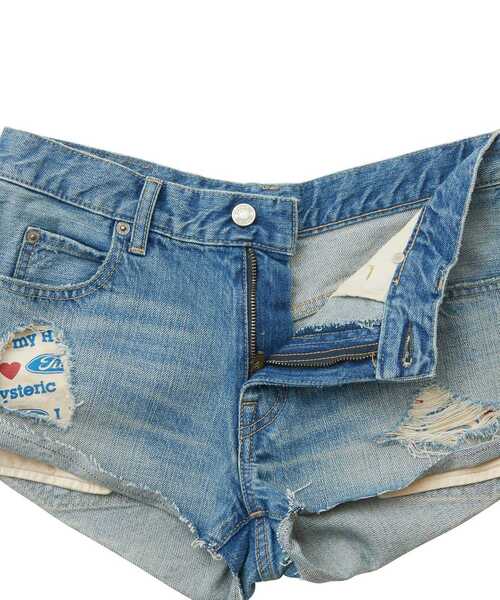 HYSTERIC GLAMOUR ダメージブルーデニム MY HYSTERIC ダメージデニムショートパンツ|HYSTERIC GLAMOUR