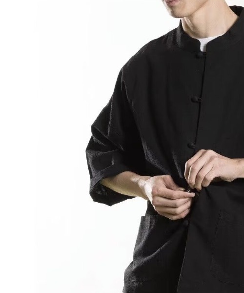 FreeZone(フリーゾーン)の「チャイナシャツ 中華風(Tシャツ/カットソー・メンズ・ブラック/アイボリー/ネイビー・F)」の4枚目の写真