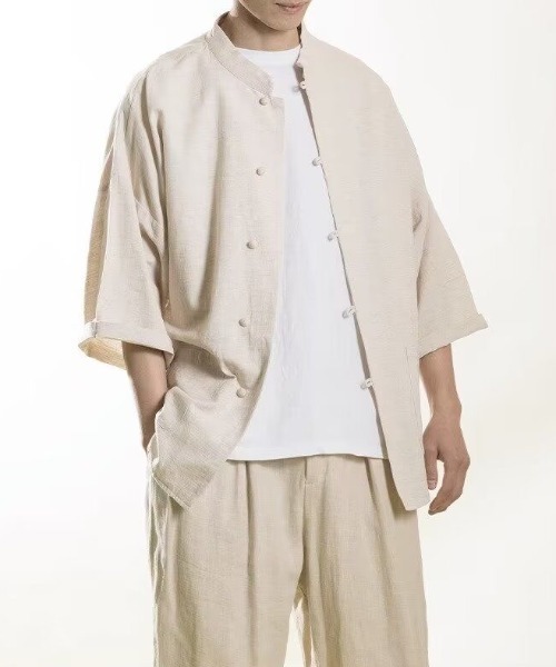 FreeZone(フリーゾーン)の「チャイナシャツ 中華風(Tシャツ/カットソー・メンズ・ブラック/アイボリー/ネイビー・F)」の16枚目の写真