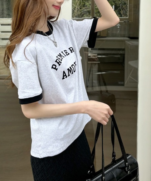Ada.(エイダ)の「カレッジロゴ リンガー Tシャツ(Tシャツ/カットソー・レディース・ネイビー/レッド/ライトグレー・FREE)」の20枚目の写真