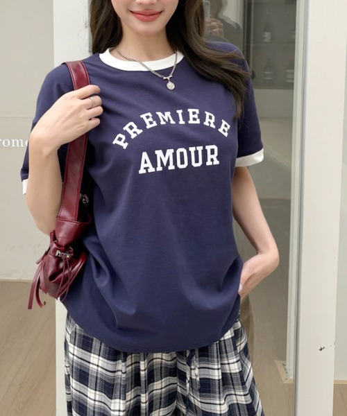 Ada.(エイダ)の「カレッジロゴ リンガー Tシャツ(Tシャツ/カットソー・レディース・ネイビー/レッド/ライトグレー・FREE)」の13枚目の写真