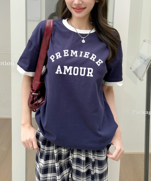 Ada.(エイダ)の「カレッジロゴ リンガー Tシャツ(Tシャツ/カットソー・レディース・ネイビー/レッド/ライトグレー・FREE)」の11枚目の写真