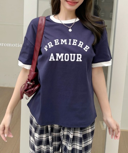 Ada.(エイダ)の「カレッジロゴ リンガー Tシャツ(Tシャツ/カットソー・レディース・ネイビー/レッド/ライトグレー・FREE)」の10枚目の写真