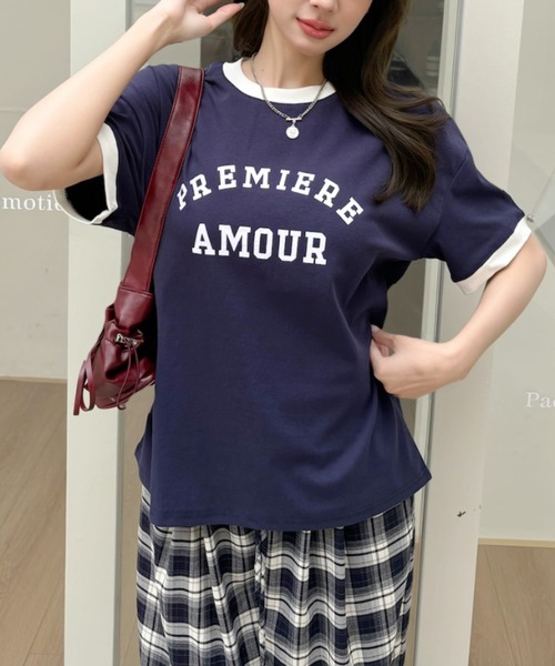 Ada.(エイダ)の「カレッジロゴ リンガー Tシャツ(Tシャツ/カットソー・レディース・ネイビー/レッド/ライトグレー・FREE)」の9枚目の写真