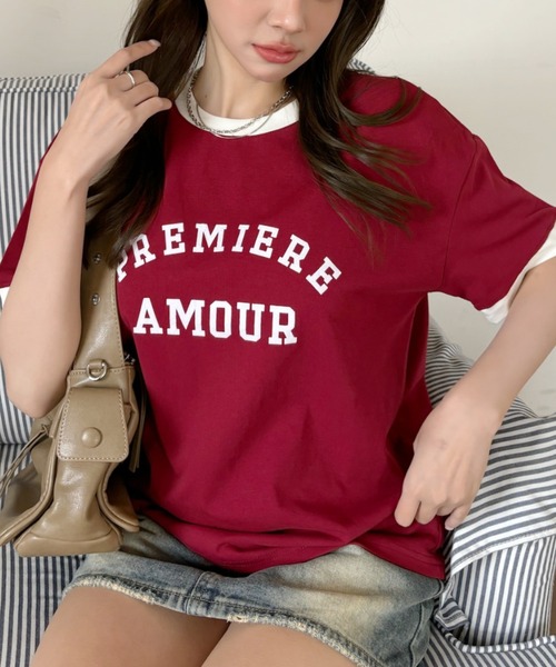 Ada.(エイダ)の「カレッジロゴ リンガー Tシャツ(Tシャツ/カットソー・レディース・ネイビー/レッド/ライトグレー・FREE)」の4枚目の写真
