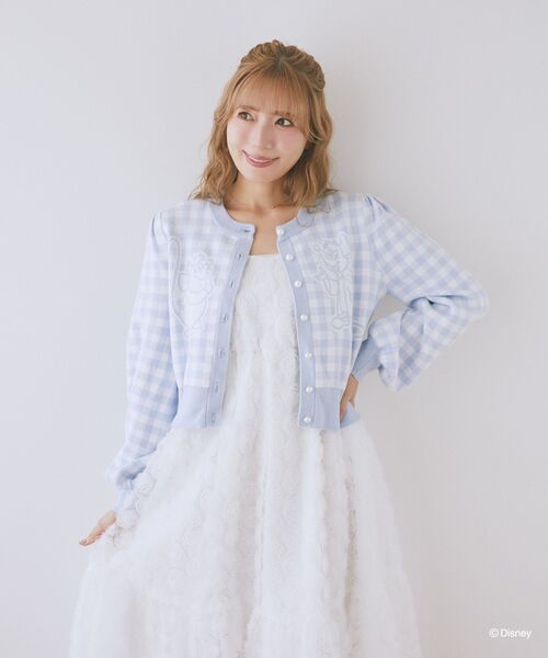 Disney（ディズニー）の「シンデレラ/ガス&ジャック/チェックカーディガン（カーディガン/ボレロ・レディース・ライトブルー・FREE）」の3枚目の写真
