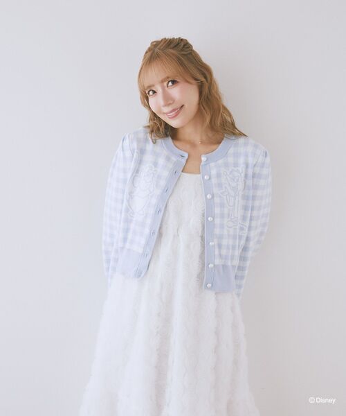 Disney（ディズニー）の「シンデレラ/ガス&ジャック/チェックカーディガン（カーディガン/ボレロ・レディース・ライトブルー・FREE）」の4枚目の写真