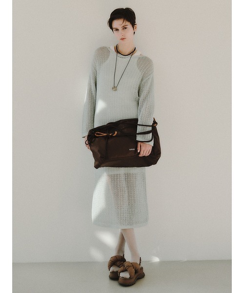 emmi（エミ）の「インナー付きメッシュニットワンピース（ワンピース・レディース・ライム/ブラウン/ライトブルー・FREE）」の3枚目の写真