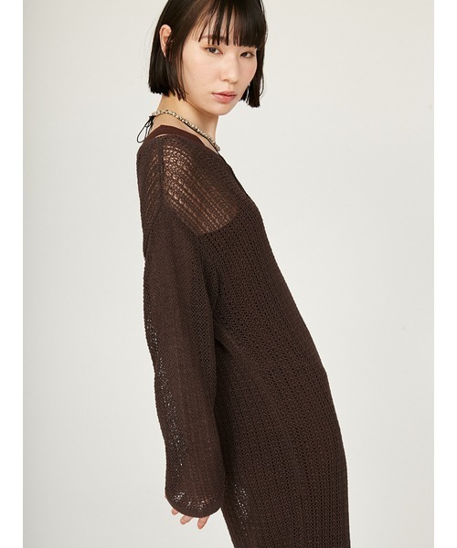 emmi（エミ）の「インナー付きメッシュニットワンピース（ワンピース・レディース・ライム/ブラウン/ライトブルー・FREE）」の11枚目の写真