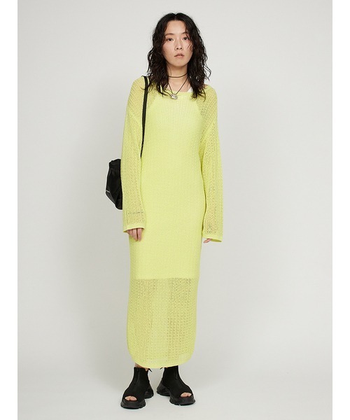 emmi（エミ）の「インナー付きメッシュニットワンピース（ワンピース・レディース・ライム/ブラウン/ライトブルー・FREE）」の19枚目の写真