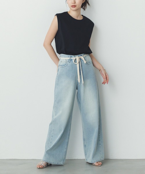 hunch（ハンチ）の「ベーシックノースリーブトップス（Tシャツ/カットソー・レディース・ブラック/グレー/オフホワイト/ピンク/ライトグリーン/レッド/ダークブラウン/ライトブルー・FREE）」の9枚目の写真