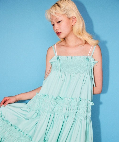 Candy Stripper（キャンディストリッパー）の「FOR YOU SHIRRING ドレス（ワンピース・レディース・ブラック/ピンク/ミント・FREE）」の9枚目の写真