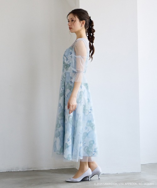 新品・未使用　AIMER　バックリボンドレス AIMER ドレス ストライプ刺繍バックリボンパーティードレス 結婚