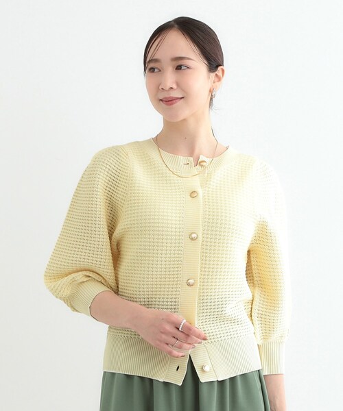 DRESKIP(ドレスキップ)の「【S-LL】大人フェミニンな着こなしに 透かし編みニットカーディガン(カーディガン/ボレロ・レディース・アイボリー/ブラック/イエロー系その他/パープル・01/02/03/04)」の15枚目の写真