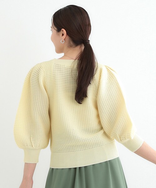 DRESKIP(ドレスキップ)の「【S-LL】大人フェミニンな着こなしに 透かし編みニットカーディガン(カーディガン/ボレロ・レディース・アイボリー/ブラック/イエロー系その他/パープル・01/02/03/04)」の14枚目の写真