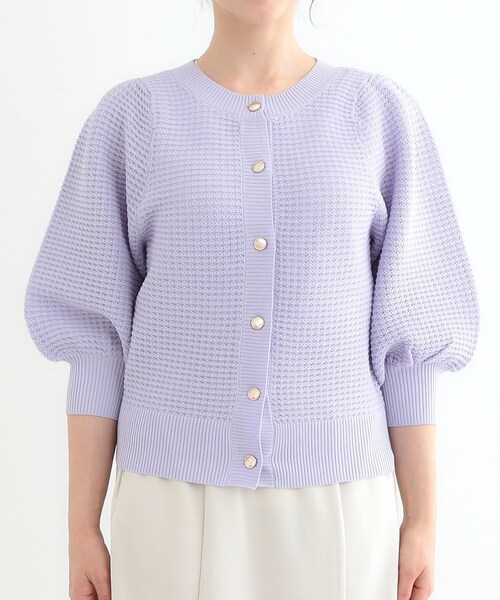 DRESKIP(ドレスキップ)の「【S-LL】大人フェミニンな着こなしに 透かし編みニットカーディガン(カーディガン/ボレロ・レディース・アイボリー/ブラック/イエロー系その他/パープル・01/02/03/04)」の11枚目の写真