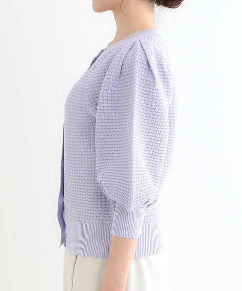 DRESKIP(ドレスキップ)の「【S-LL】大人フェミニンな着こなしに 透かし編みニットカーディガン(カーディガン/ボレロ・レディース・アイボリー/ブラック/イエロー系その他/パープル・01/02/03/04)」の10枚目の写真