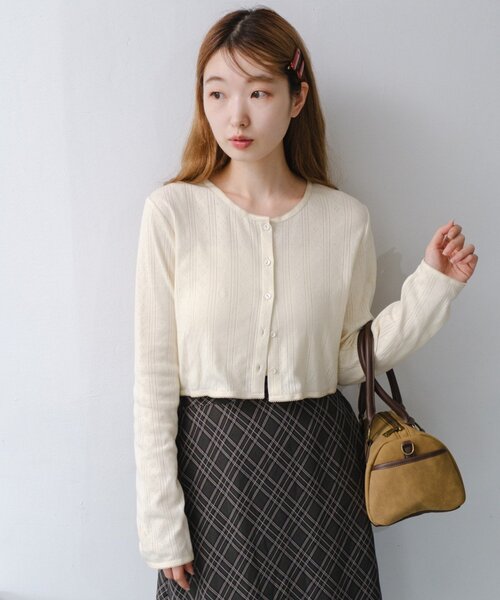 2サイズ展開】コットンレースチビカーディガン（カーディガン