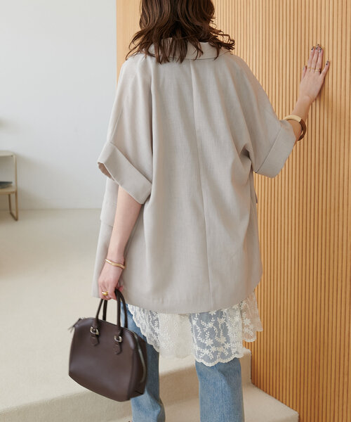 DISCOAT（ディスコート）の「異素材レース使いミニワンピース（チュニック・レディース・ブラック/アイボリー・FREE）」の12枚目の写真