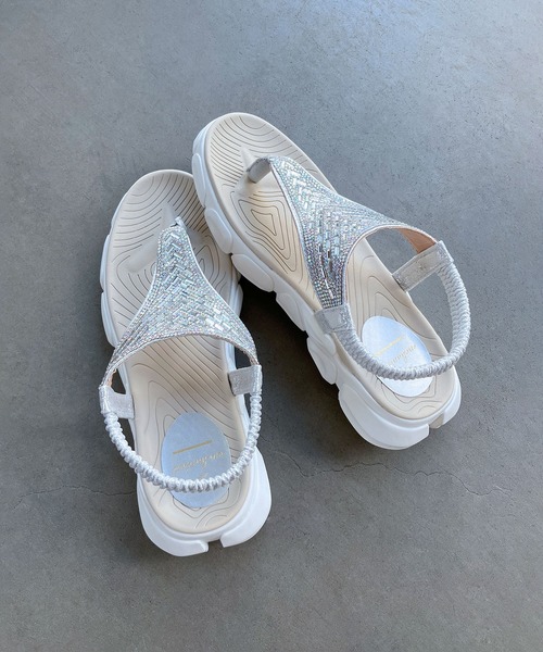 enchanted（エンチャンテッド）の「ビーズアクセントトングバックゴムスニーカーサンダル（サンダル・レディース・プラチナム/シルバー/ブラック・S/M/L）」の20枚目の写真