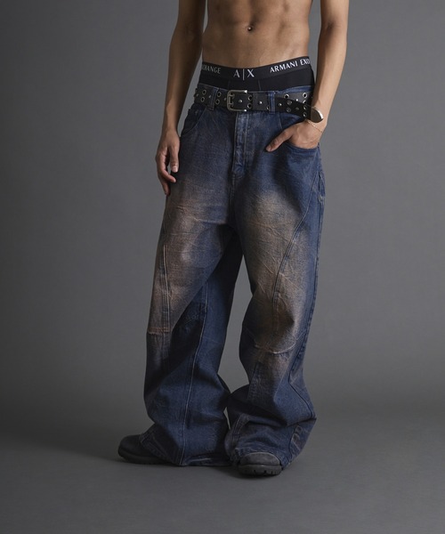 セール】Crack Design Curve Denim / クラックデザインカーブ