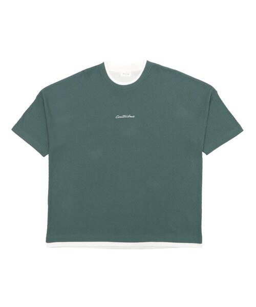 BROWNY(ブラウニー)の「BROWNY/フクレジャガードフェイクレイヤードT(Tシャツ/カットソー・メンズ・グリーン系その他/チャコールグレー・MEDIUM/LARGE)」の3枚目の写真
