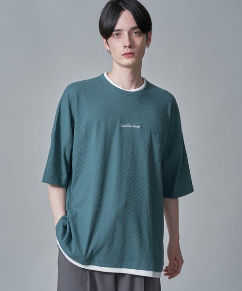 BROWNY(ブラウニー)の「BROWNY/フクレジャガードフェイクレイヤードT(Tシャツ/カットソー・メンズ・グリーン系その他/チャコールグレー・MEDIUM/LARGE)」の2枚目の写真