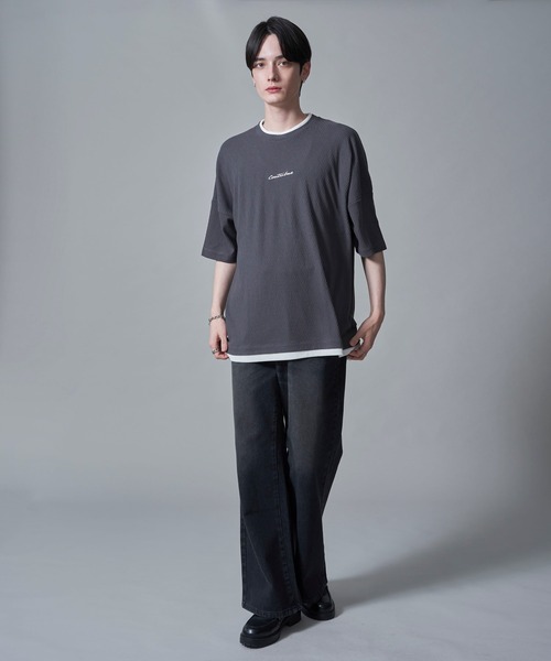 BROWNY(ブラウニー)の「BROWNY/フクレジャガードフェイクレイヤードT(Tシャツ/カットソー・メンズ・グリーン系その他/チャコールグレー・MEDIUM/LARGE)」の10枚目の写真
