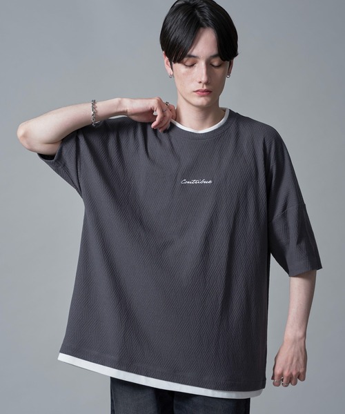 BROWNY(ブラウニー)の「BROWNY/フクレジャガードフェイクレイヤードT(Tシャツ/カットソー・メンズ・グリーン系その他/チャコールグレー・MEDIUM/LARGE)」の16枚目の写真