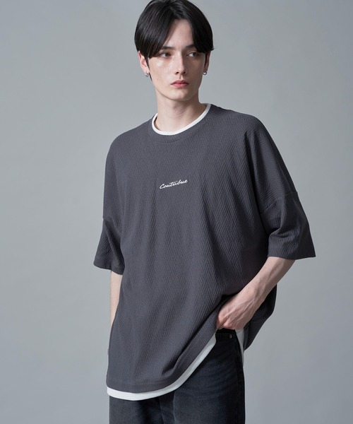 BROWNY(ブラウニー)の「BROWNY/フクレジャガードフェイクレイヤードT(Tシャツ/カットソー・メンズ・グリーン系その他/チャコールグレー・MEDIUM/LARGE)」の17枚目の写真