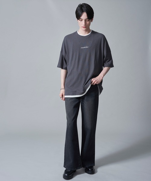 BROWNY(ブラウニー)の「BROWNY/フクレジャガードフェイクレイヤードT(Tシャツ/カットソー・メンズ・グリーン系その他/チャコールグレー・MEDIUM/LARGE)」の18枚目の写真