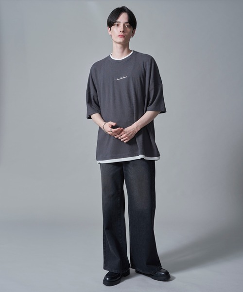 BROWNY(ブラウニー)の「BROWNY/フクレジャガードフェイクレイヤードT(Tシャツ/カットソー・メンズ・グリーン系その他/チャコールグレー・MEDIUM/LARGE)」の19枚目の写真