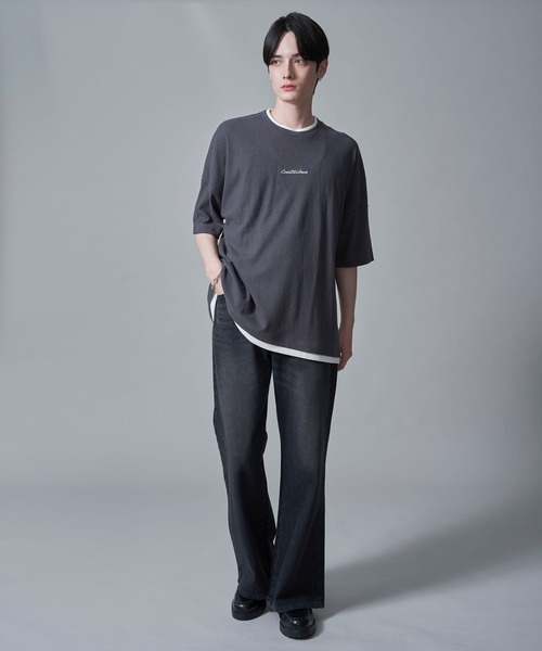BROWNY(ブラウニー)の「BROWNY/フクレジャガードフェイクレイヤードT(Tシャツ/カットソー・メンズ・グリーン系その他/チャコールグレー・MEDIUM/LARGE)」の20枚目の写真